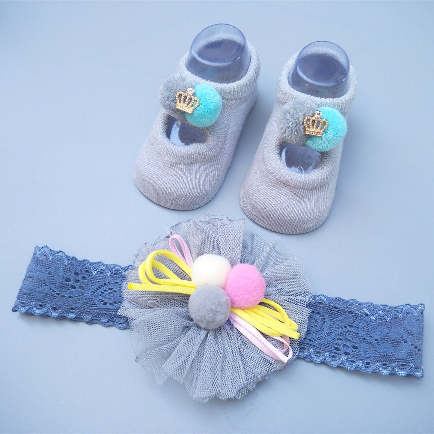 New Baby Girl Socks Headband Gift Box