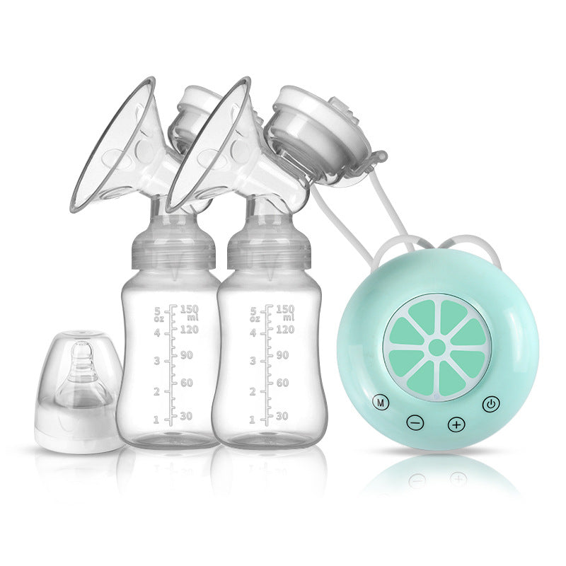 Breast pump with bottles and control panel on a white background