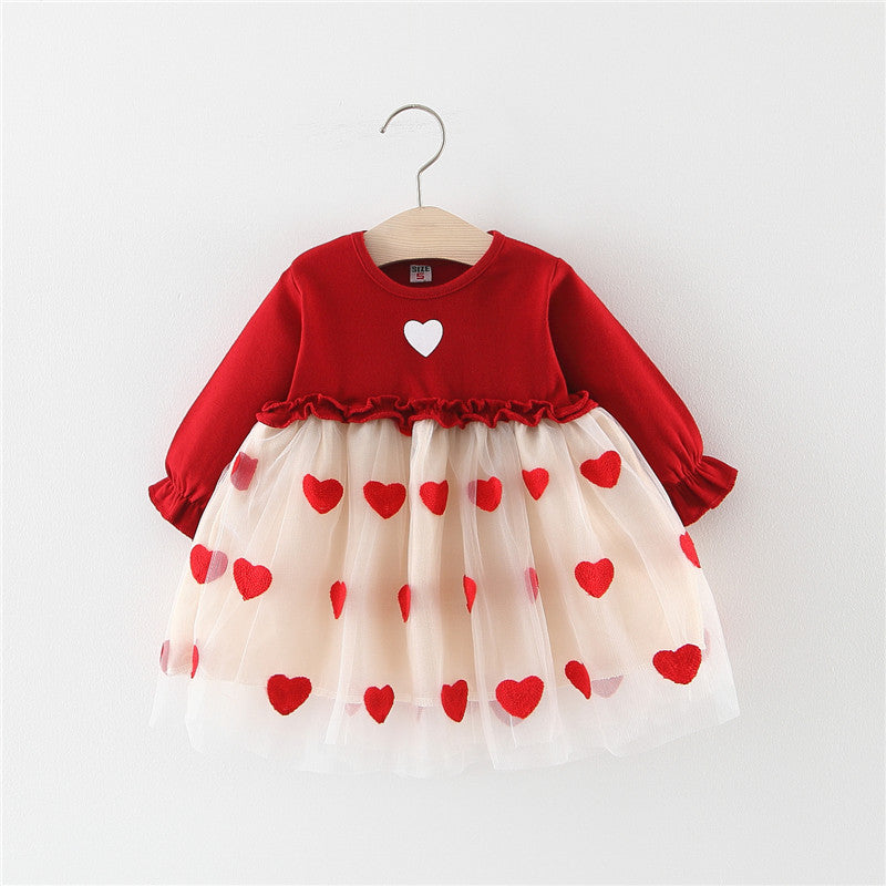 Baby Girl Bow Corduroy Dress - Soft Cotton Long Sleeve Princess Outfit