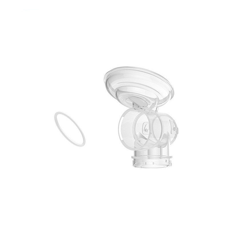 Clear breast pump part on a white background