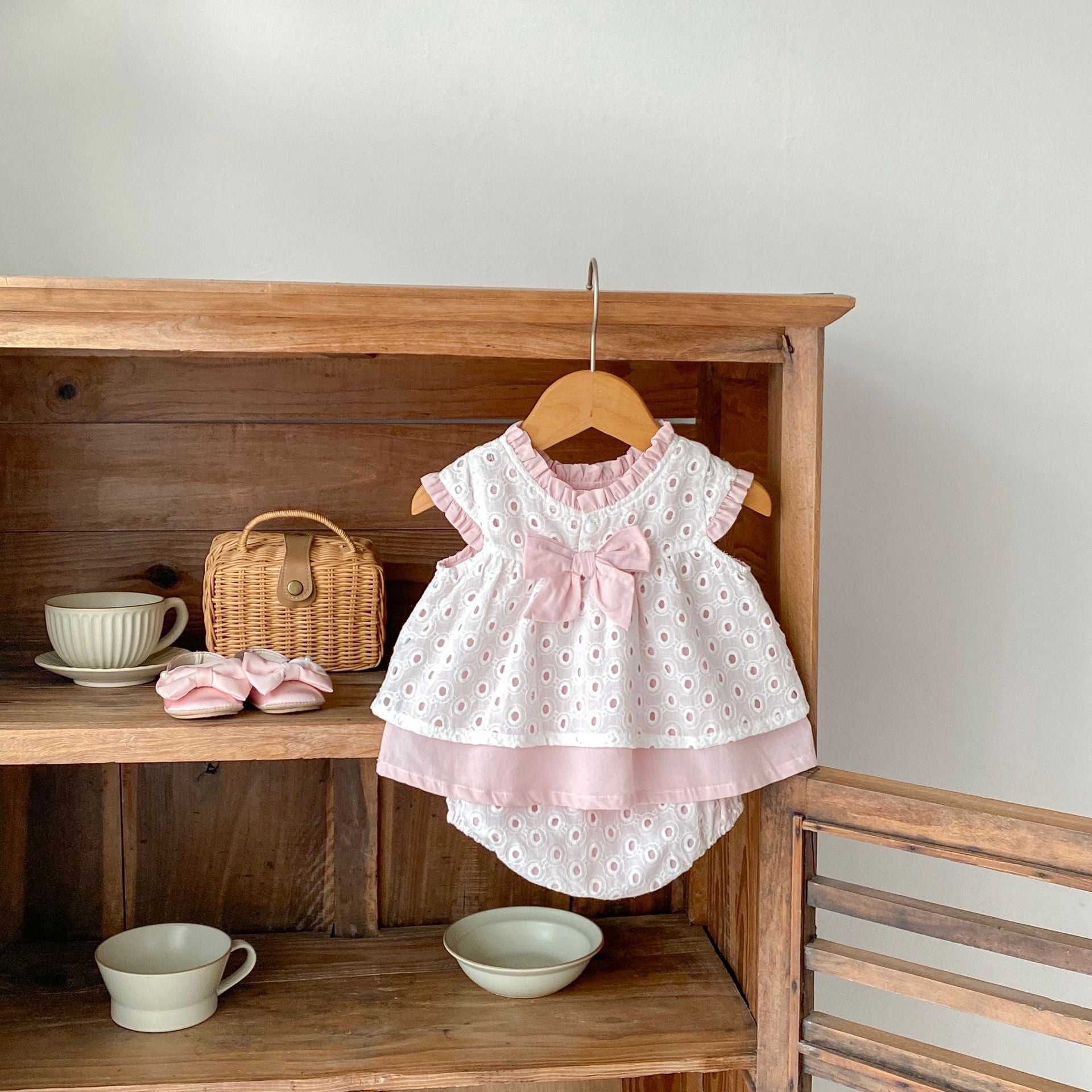 Baby Girl Clothes Hollow Out Double Layer Suit