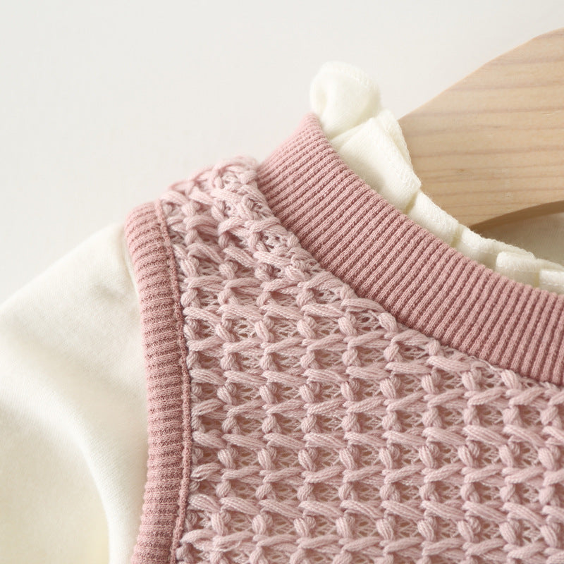 Baby Girl Bow Corduroy Dress - Soft Cotton Long Sleeve Princess Outfit