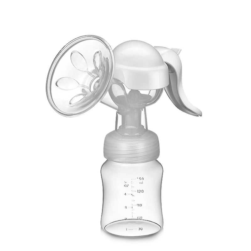 White breast pump with clear reservoir on a white background