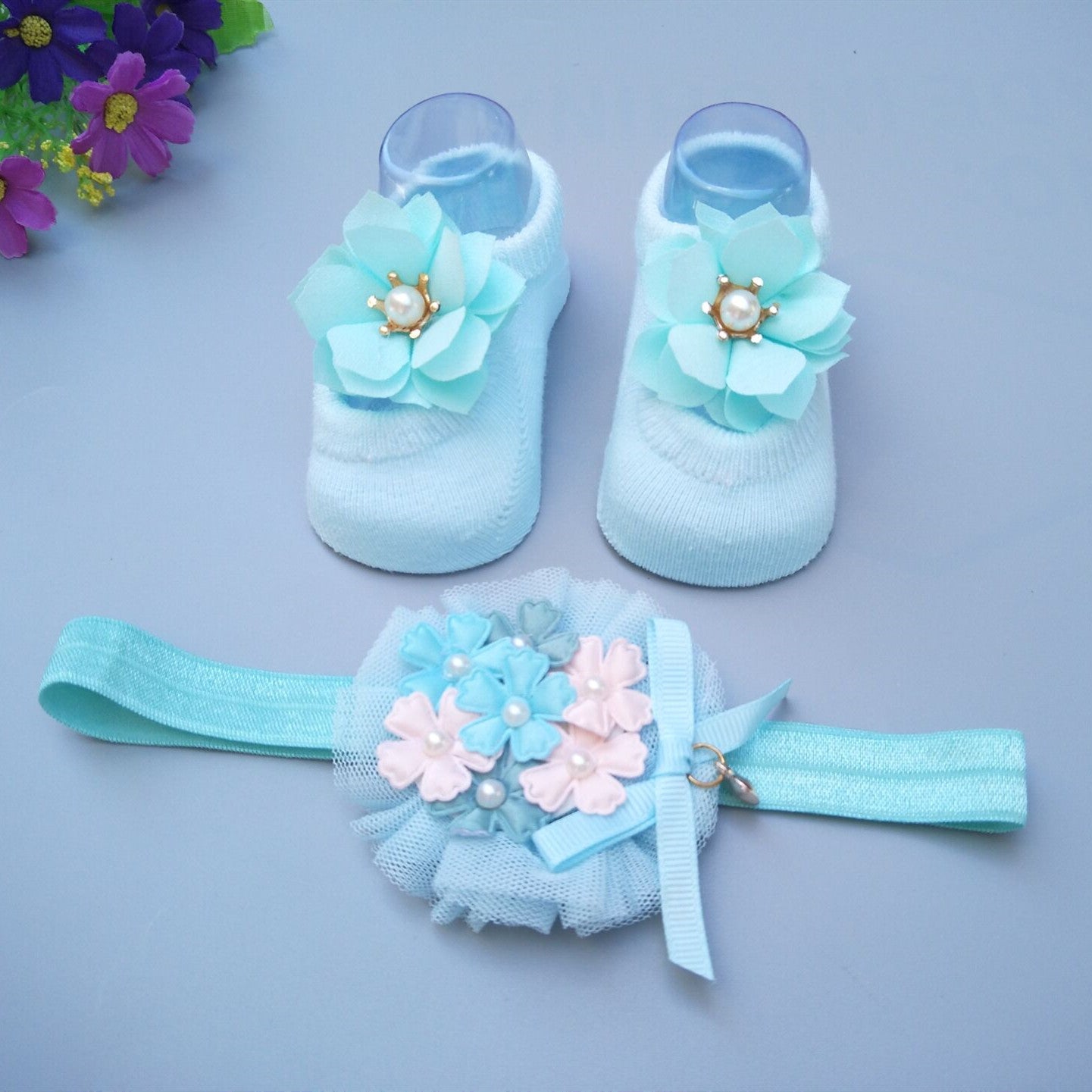 New Baby Girl Socks Headband Gift Box