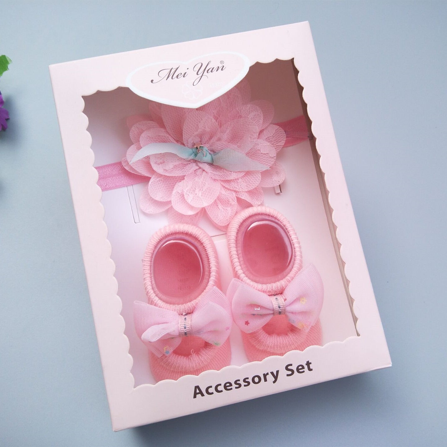 New Baby Girl Socks Headband Gift Box