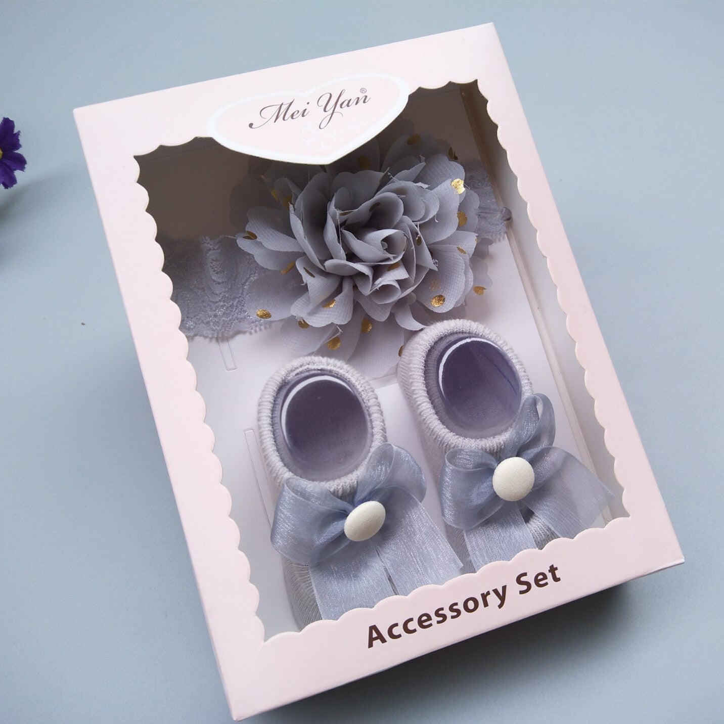 New Baby Girl Socks Headband Gift Box