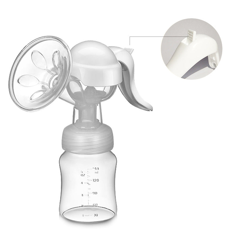White breast pump with clear container on a white background
