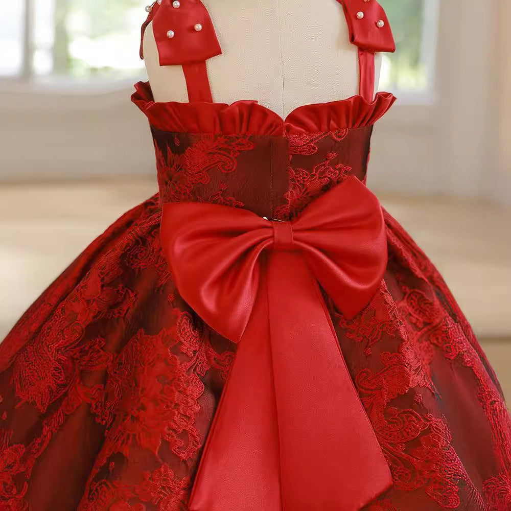 Red Zhuazhou Clothes Fashionable New Girls' Braces Skirt