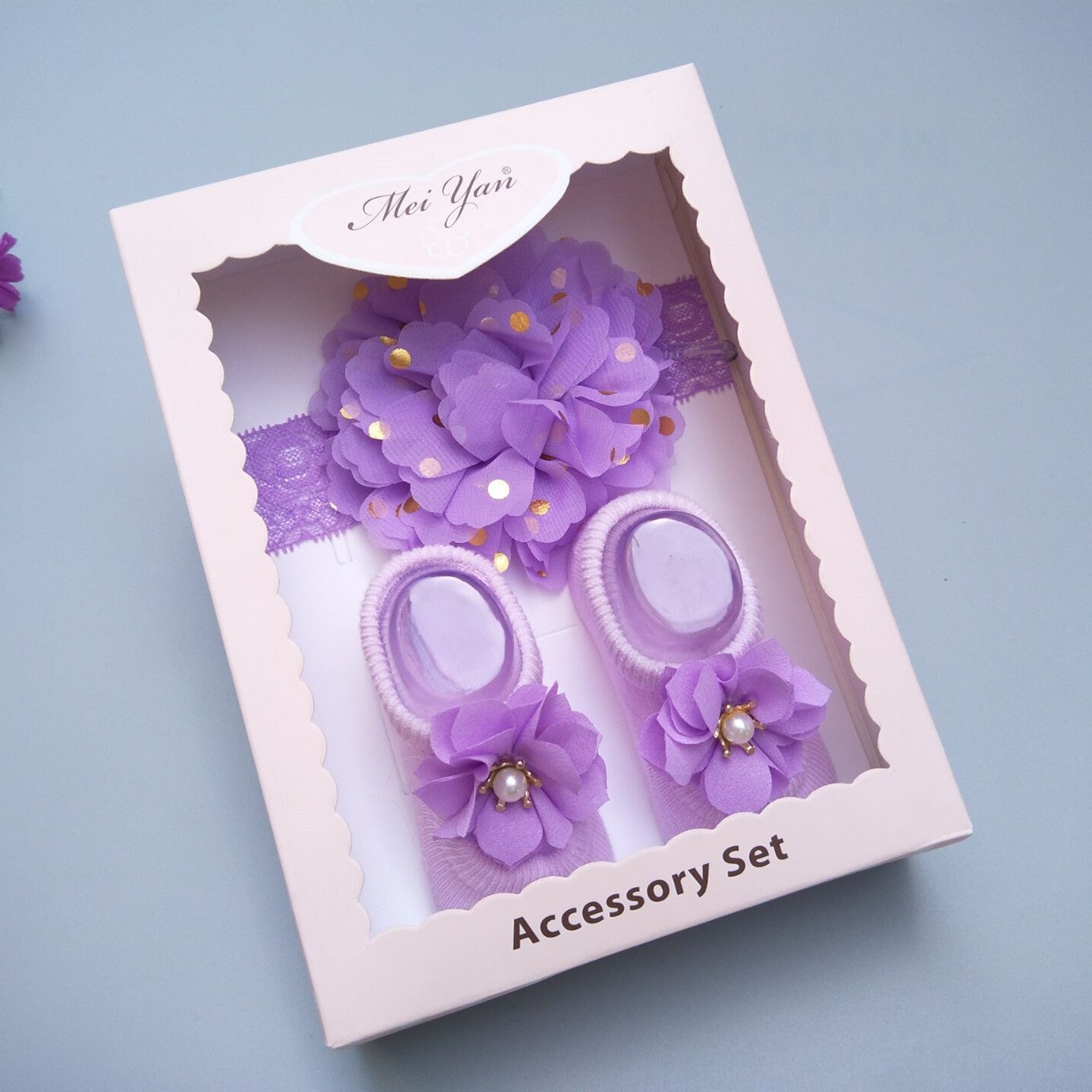 New Baby Girl Socks Headband Gift Box